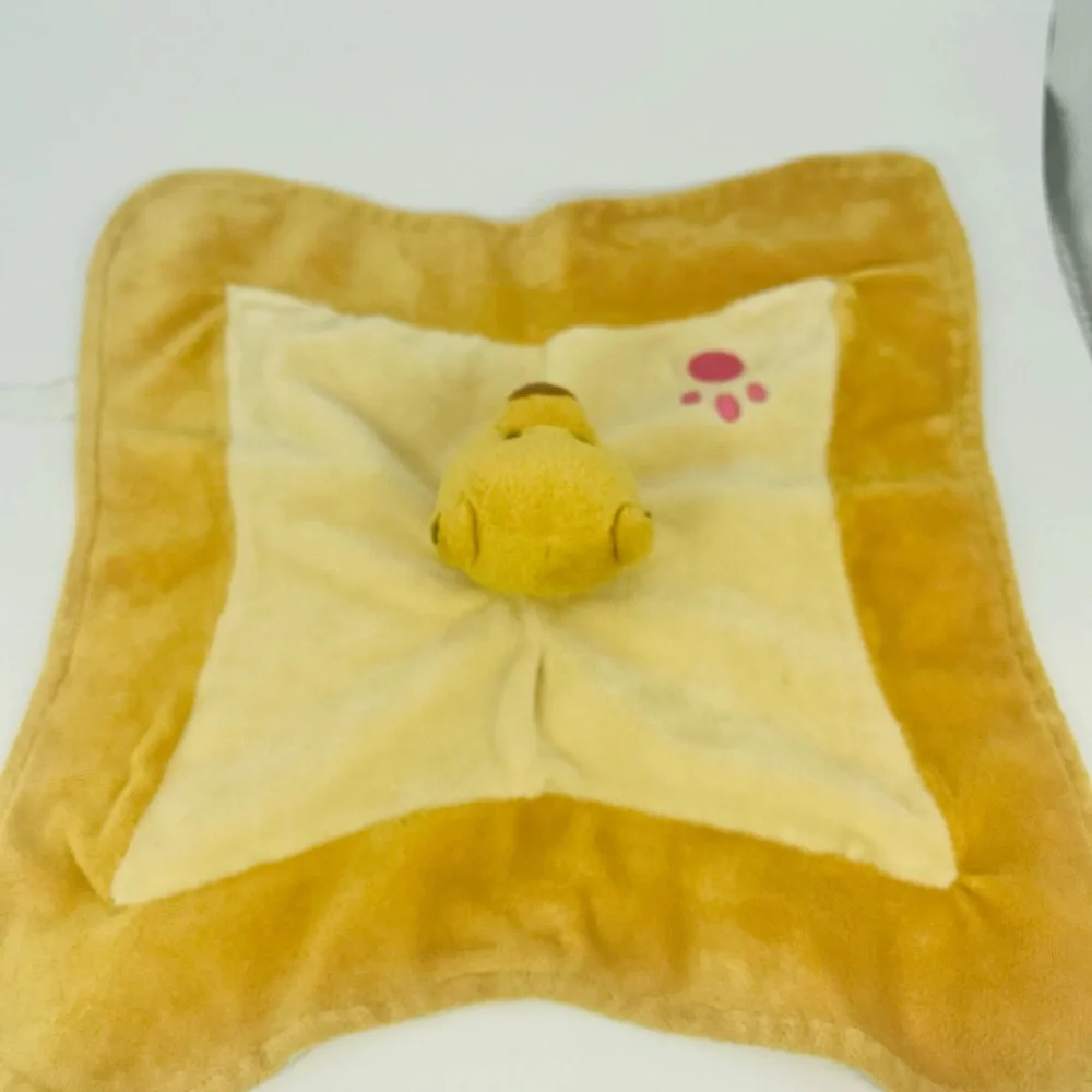 Teddy Bear Lovey Baby Security Blanket Light Brown Paw Print 10.5” Plush Soother
